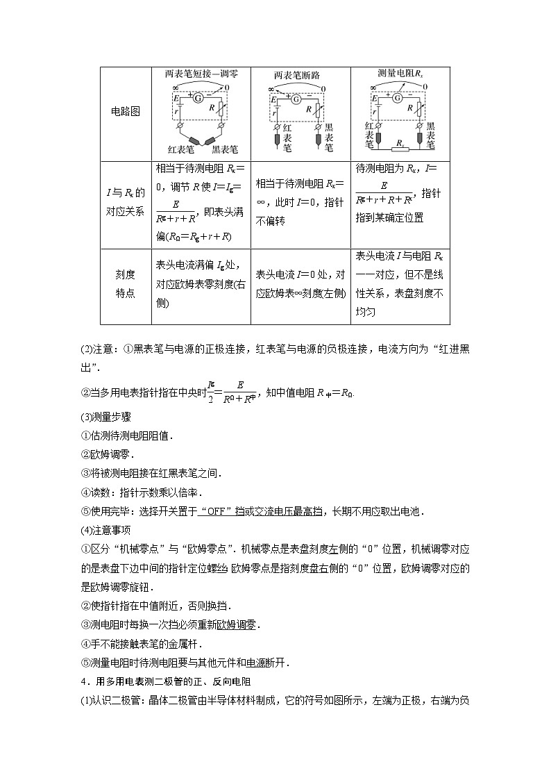 新高考物理一轮复习精品学案第9章实验11用多用电表测量电学中的物理量（含解析）02