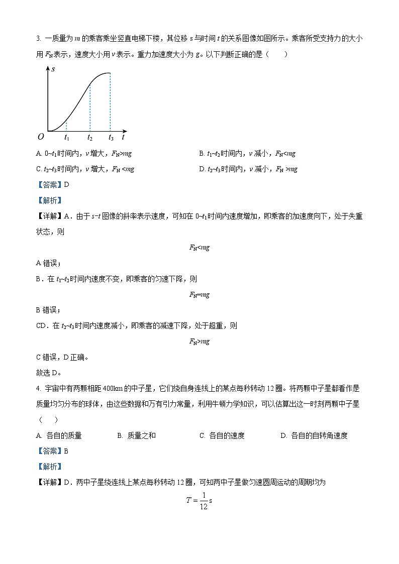 重庆市第一中学2023-2024学年高三上学期开学考试物理试题  Word版含解析第2页