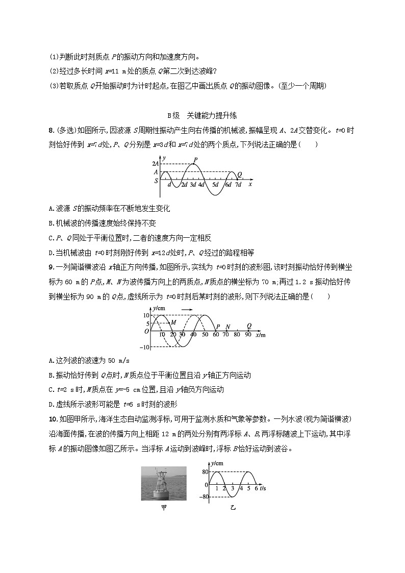 新教材2023_2024学年高中物理第3章机械波分层作业17波的图像教科版选择性必修第一册第3页