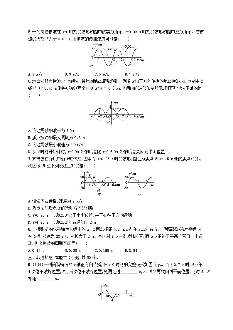 新教材2023_2024学年高中物理第3章机械波测评鲁科版选择性必修第一册02