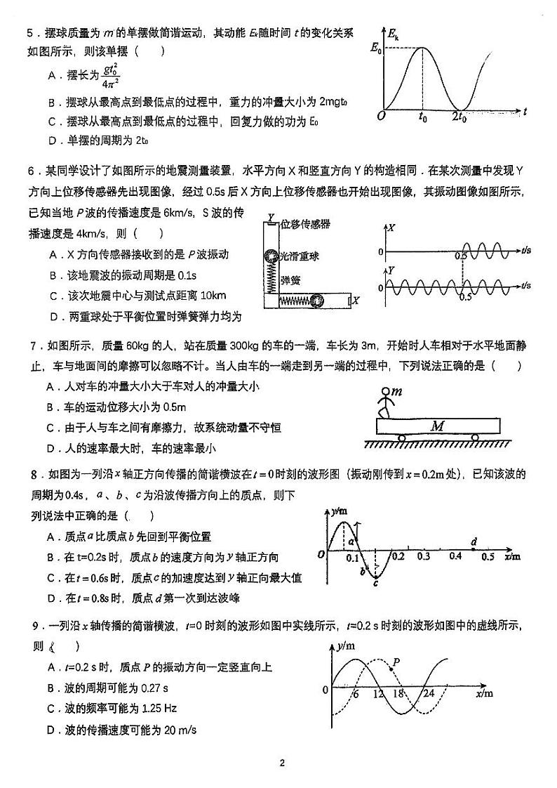 上海市进才中学2023-2024学年高二上学期10月月考物理试卷（月考）第2页