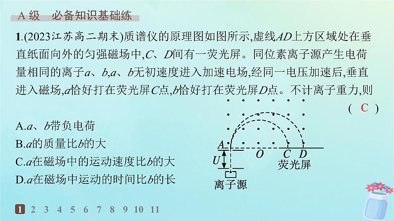 新教材2023_2024学年高中物理第1章磁吃电流的作用4.洛伦兹力的应用分层作业课件教科版选择性必修第二册02