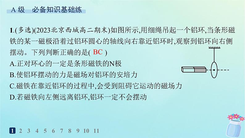 新教材2023_2024学年高中物理第2章电磁感应及其应用专题提升4楞次定律的应用分层作业课件教科版选择性必修第二册02