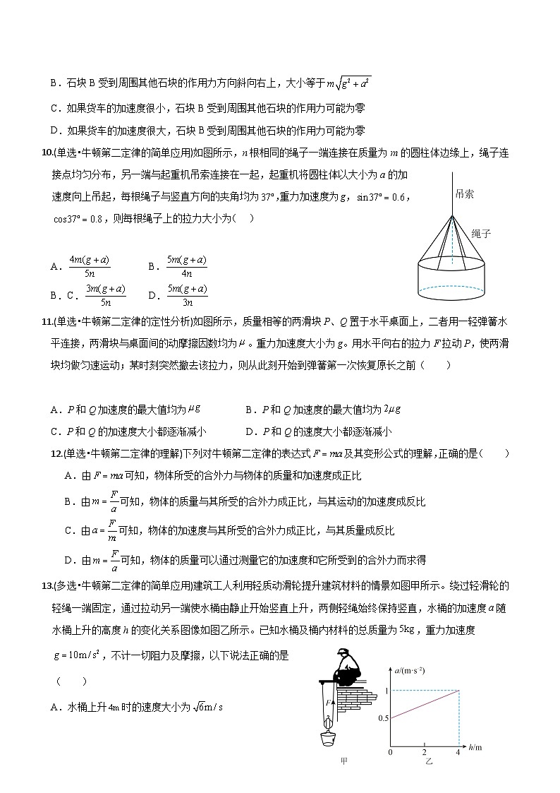 【期中模拟】（人教版2019）2023-2024学年高一上册物理 必修1 第四章  运动和力的关系 单元考点卷（原卷版）第3页