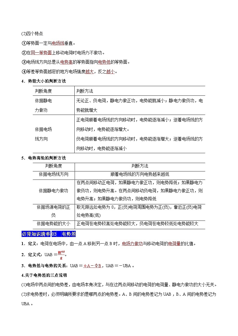【期中知识点归纳】（人教版2019）2023-2024学年高二上学期物理 必修3 第二单元 静电场中的能量 试卷.zip02