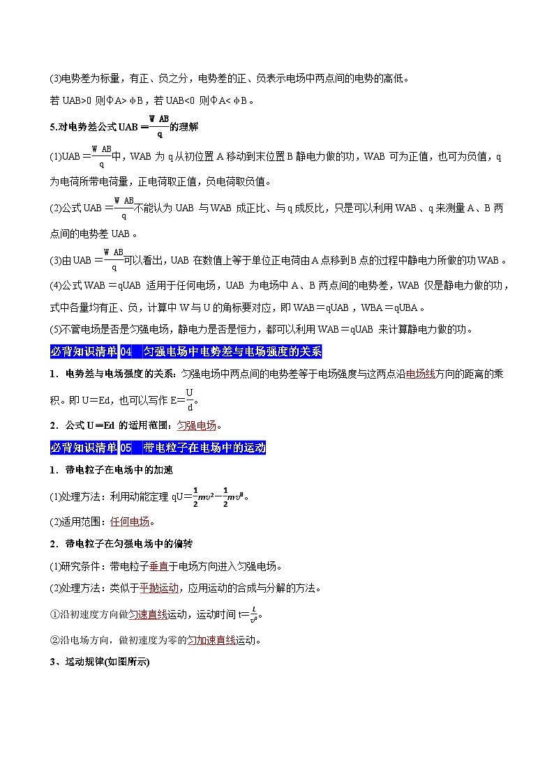 【期中知识点归纳】（人教版2019）2023-2024学年高二上学期物理 必修3 第二单元 静电场中的能量 试卷.zip03