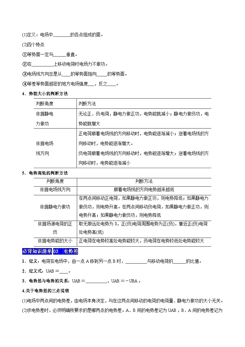 【期中知识点归纳】（人教版2019）2023-2024学年高二上学期物理 必修3 第二单元 静电场中的能量 试卷.zip02