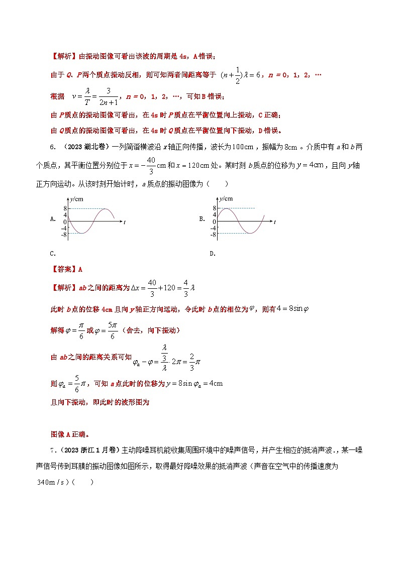 【期中模拟】（人教版2019）2023-2024学年高二上学期物理 选修1第三章  机械波   单元检测 A卷（解析版）第3页