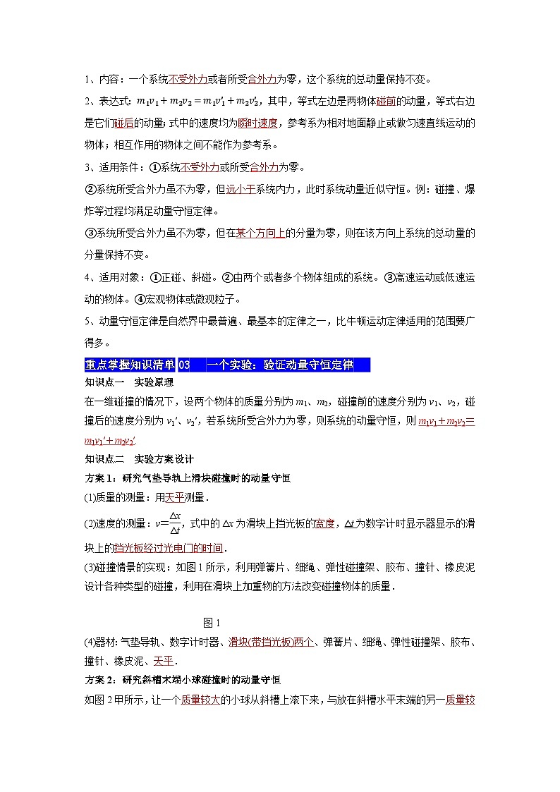 【期中知识点归纳】（人教版2019）高二上学期物理 选修1第1章 动量守恒定律 知识点归纳03