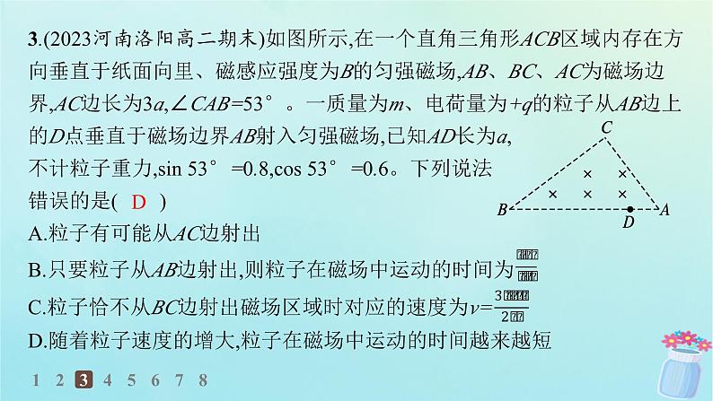 新教材2023_2024学年高中物理第1章磁吃电流的作用专题提升2带电粒子在有界磁场中的运动分层作业课件教科版选择性必修第二册07