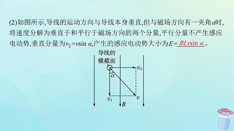 新教材2023_2024学年高中物理第2章电磁感应及其应用2第2课时导线切割磁感线的感应电动势课件教科版选择性必修第二册第5页