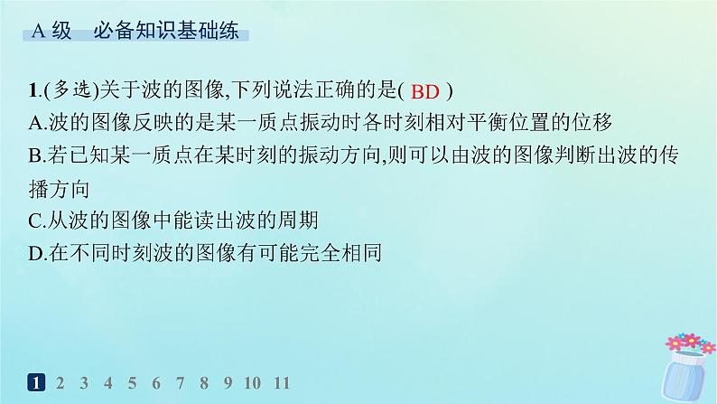 新教材2023_2024学年高中物理第3章机械波分层作业17波的图像课件教科版选择性必修第一册02