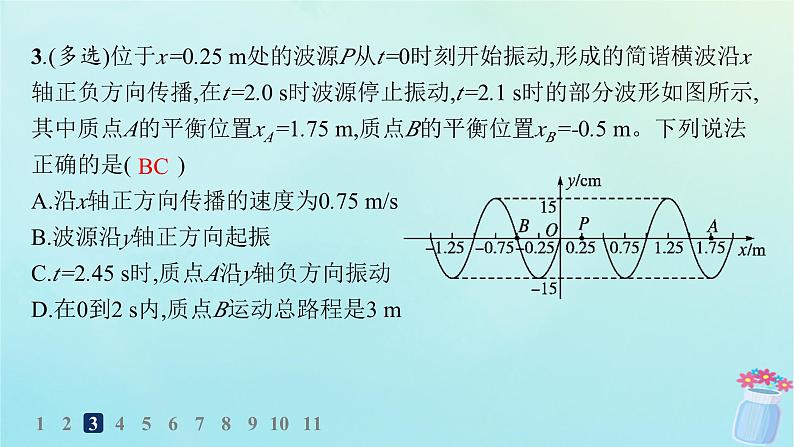 新教材2023_2024学年高中物理第3章机械波分层作业18振动图像与波的图像的比较机械波的多解问题课件教科版选择性必修第一册06