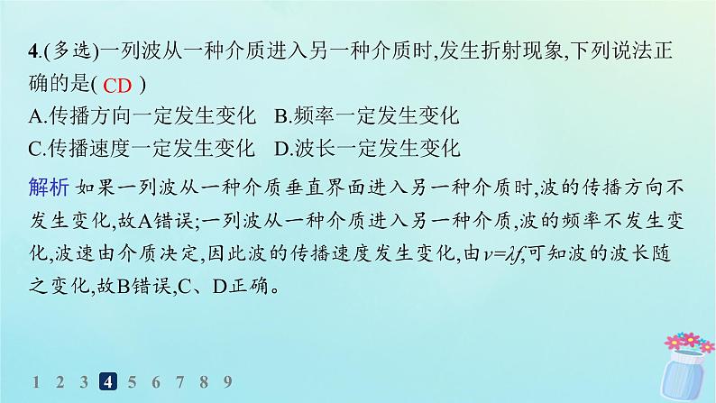 新教材2023_2024学年高中物理第3章机械波分层作业19波的反射与折射课件教科版选择性必修第一册05