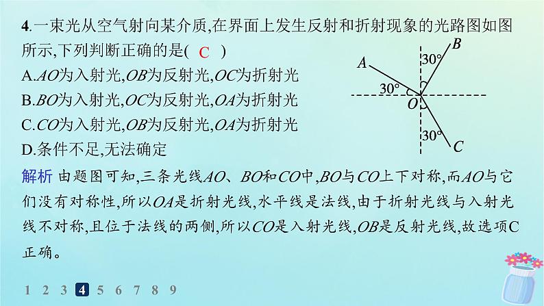 新教材2023_2024学年高中物理第4章光及其应用分层作业21光的折射定律课件教科版选择性必修第一册08