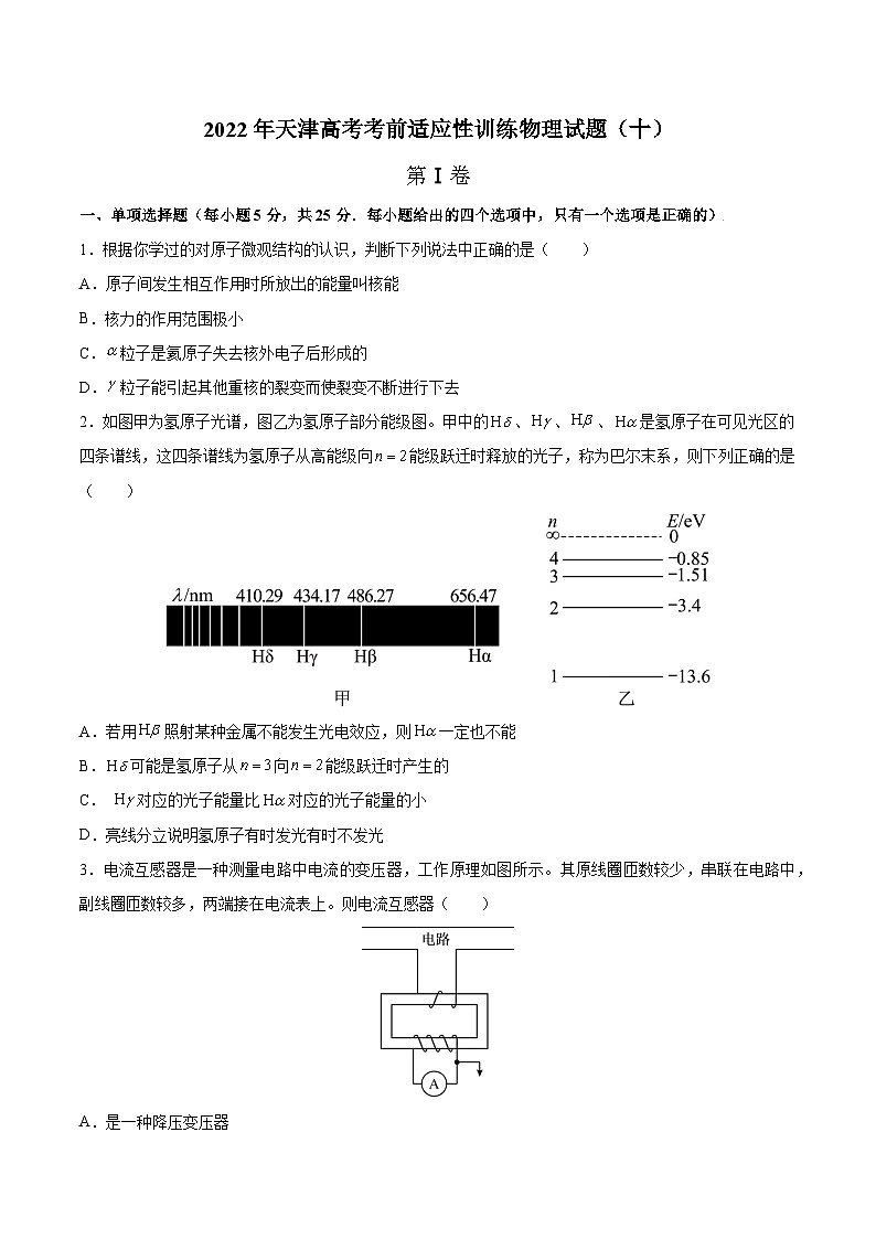 2022届天津高考考前适应性训练物理试题（十）第1页