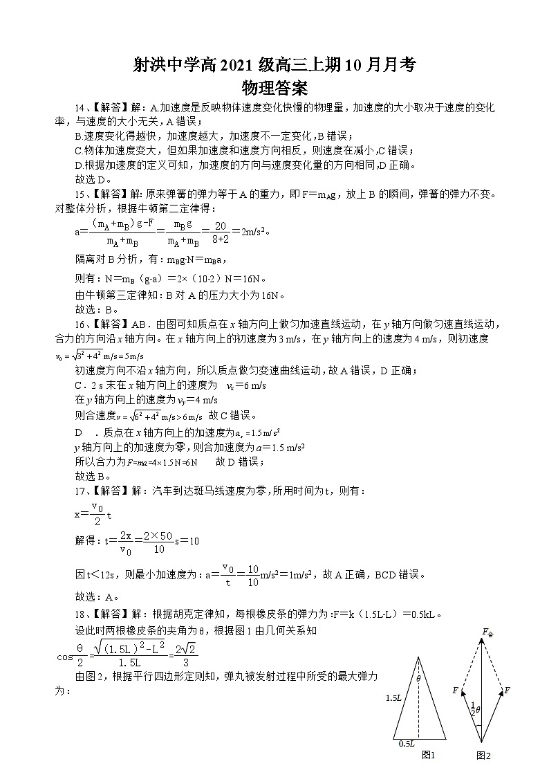 2024四川省射洪中学高三上学期10月月考试题物理含答案01