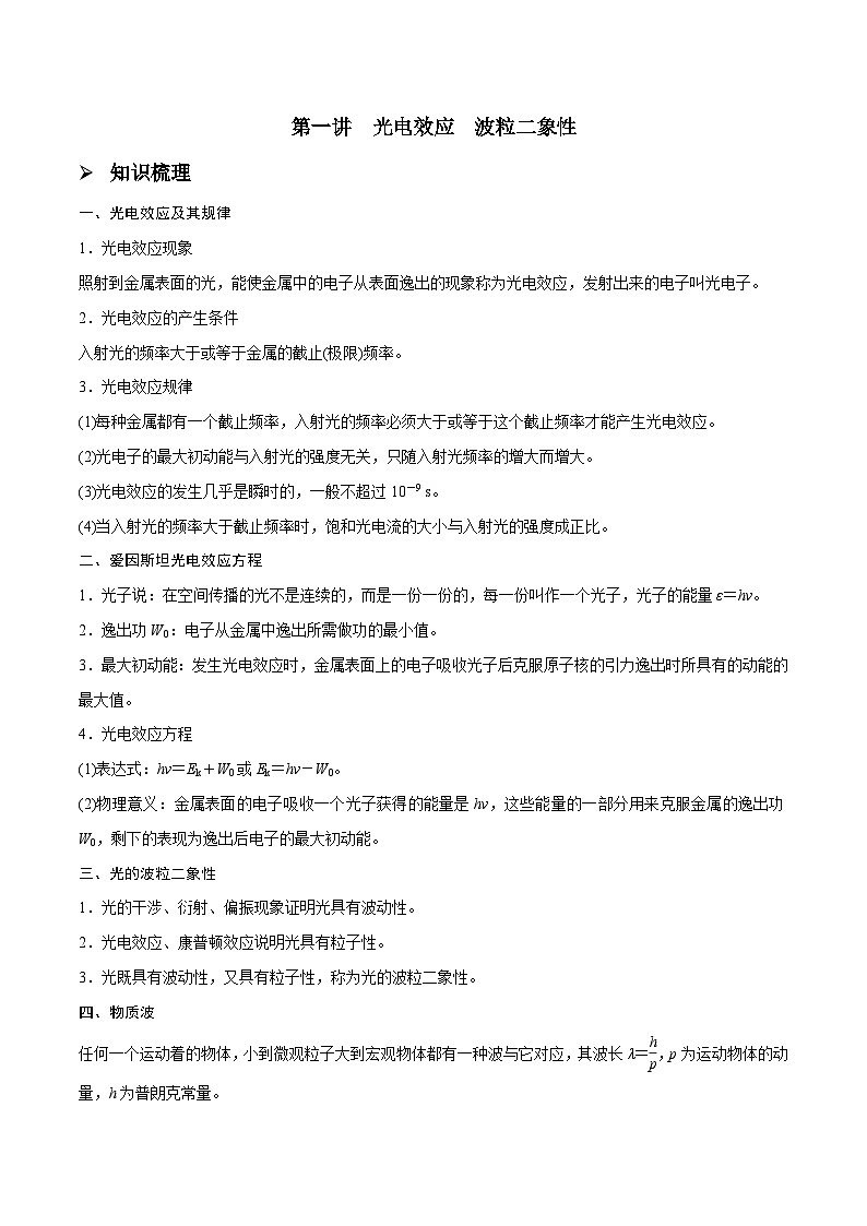 新高考物理一轮复习精讲精练第13章 近代物理 第1讲 光电效应波粒二象性（含解析）第1页