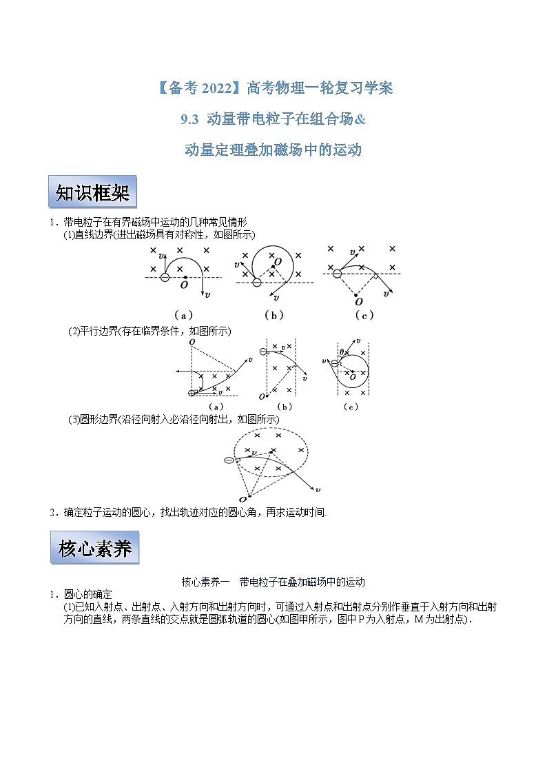 新高考物理一轮复习学案  9.3 动量带电粒子在组合场&动量定理叠加磁场中的运动（含解析）第1页