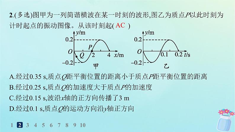 新教材2023_2024学年高中物理第3章机械波习题课机械波的多解问题分层作业课件鲁科版选择性必修第一册04