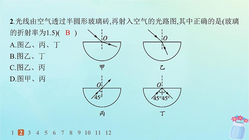 新教材2023_2024学年高中物理第4章光的折射和全反射第3节光的全反射第4节光导纤维及其应用分层作业课件鲁科版选择性必修第一册03