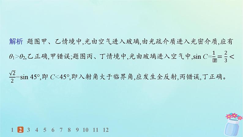 新教材2023_2024学年高中物理第4章光的折射和全反射第3节光的全反射第4节光导纤维及其应用分层作业课件鲁科版选择性必修第一册04