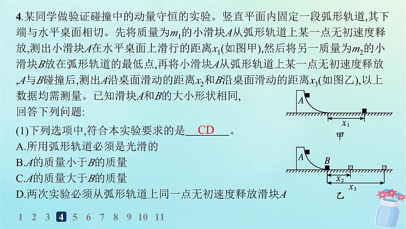 新教材2023_2024学年高中物理第1章动量及其守恒定律第3节科学验证动量守恒定律分层作业课件鲁科版选择性必修第一册06