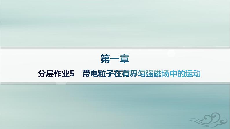 新教材2023_2024学年高中物理第1章安培力与洛伦兹力分层作业5带电粒子在有界匀强磁场中的运动课件新人教版选择性必修第二册01