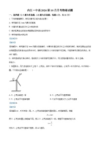 四川省内江市第一中学2023-2024学年高一物理上学期10月月考试题（Word版附解析）