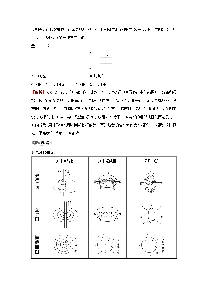 浙江专版2024版高考物理一轮复习第八章磁场第1讲磁场及其对电流的作用练习含解析第3页