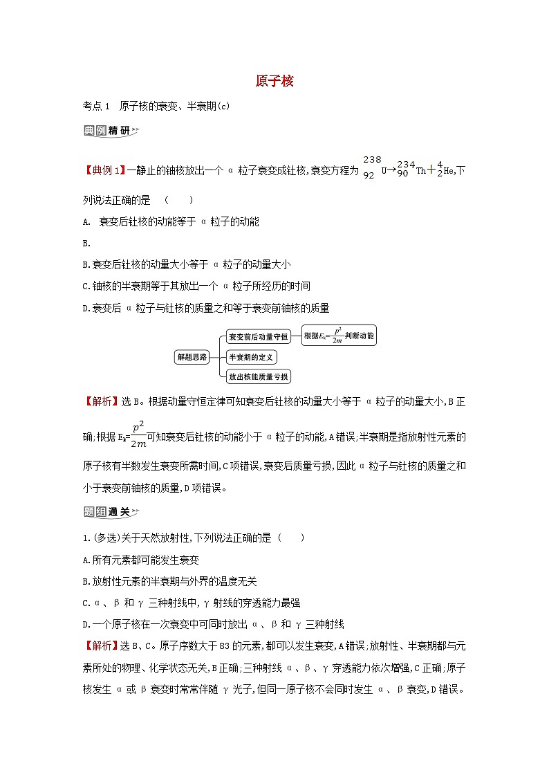 浙江专版2024版高考物理一轮复习 原子核练习第1页