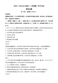 四川省泸县第一中学2023-2024学年高一物理上学期10月月考试题（Word版附解析）