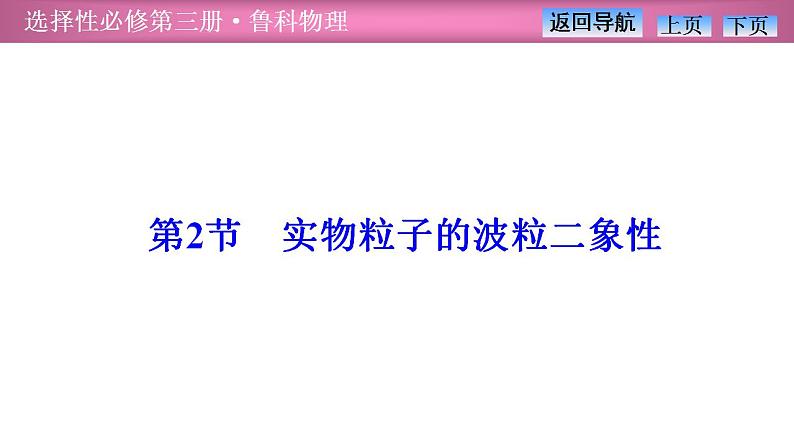 2023-2024学年鲁科版（2019）选择性必修第三册 6.2实物粒子的波粒二象性 课件第1页