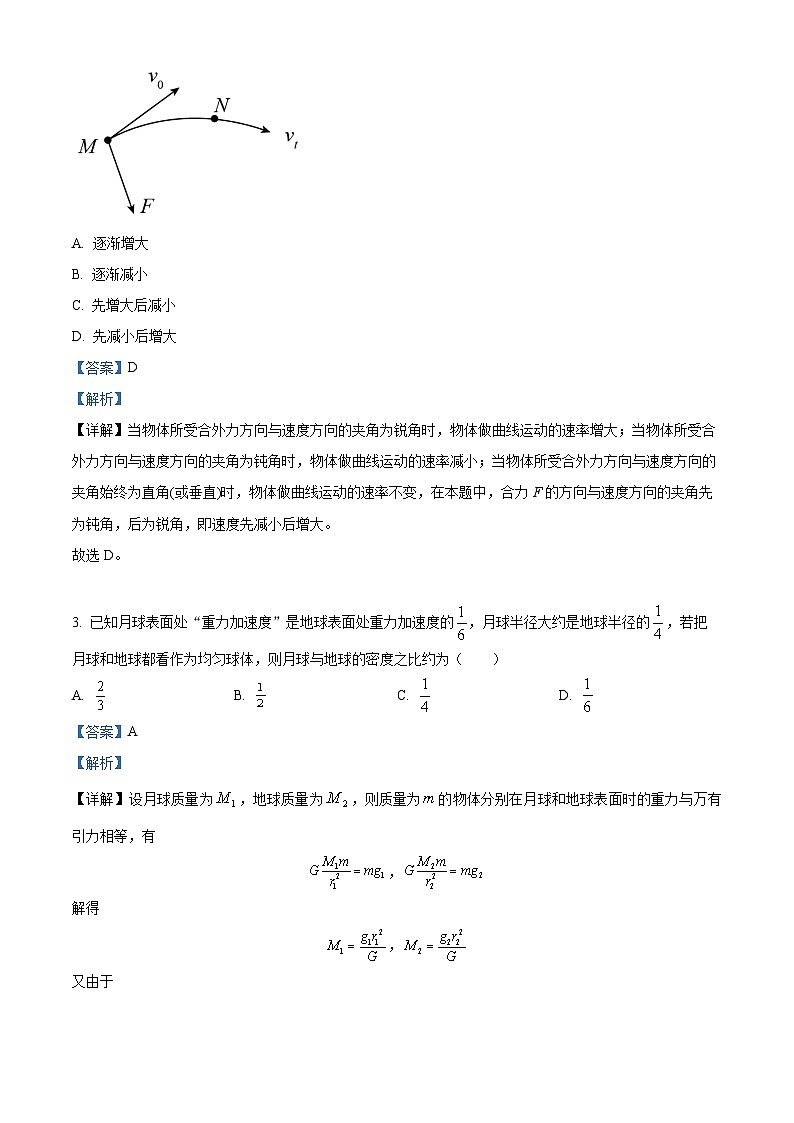 2024重庆市渝北中学高三9月月考物理试题含解析02
