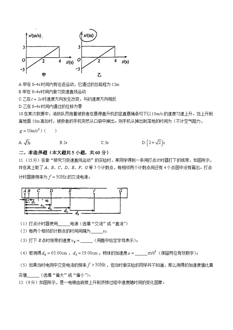 江苏省常州市第二中学2023-2024学年高一上学期第一次月考物理试题第3页