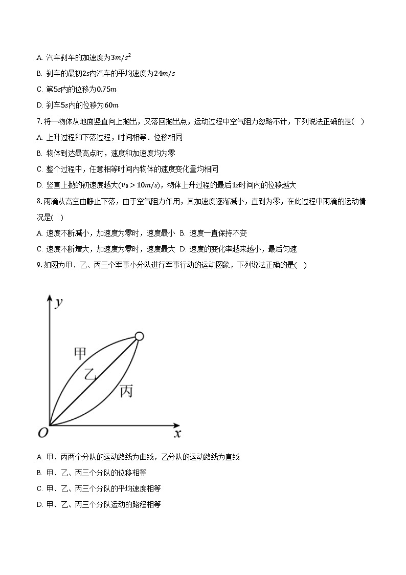 2023-2024学年山东省青岛市莱西重点中学高一（上）第一次月考物理试卷（含解析）第2页