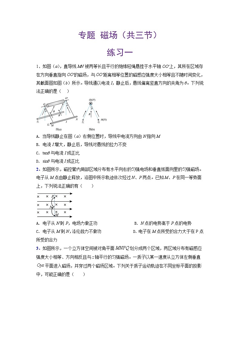 高考物理磁场专项练习（付解析）第1页