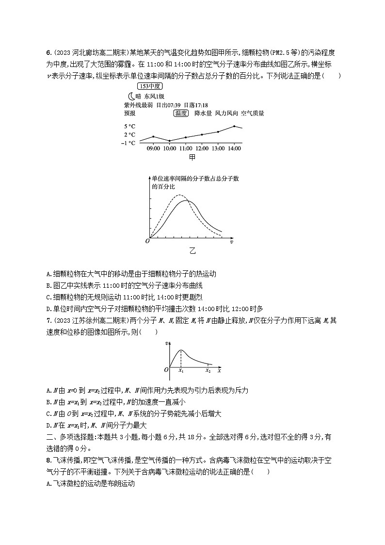 新教材2023_2024学年高中物理第1章分子动理论测评新人教版选择性必修第三册第2页