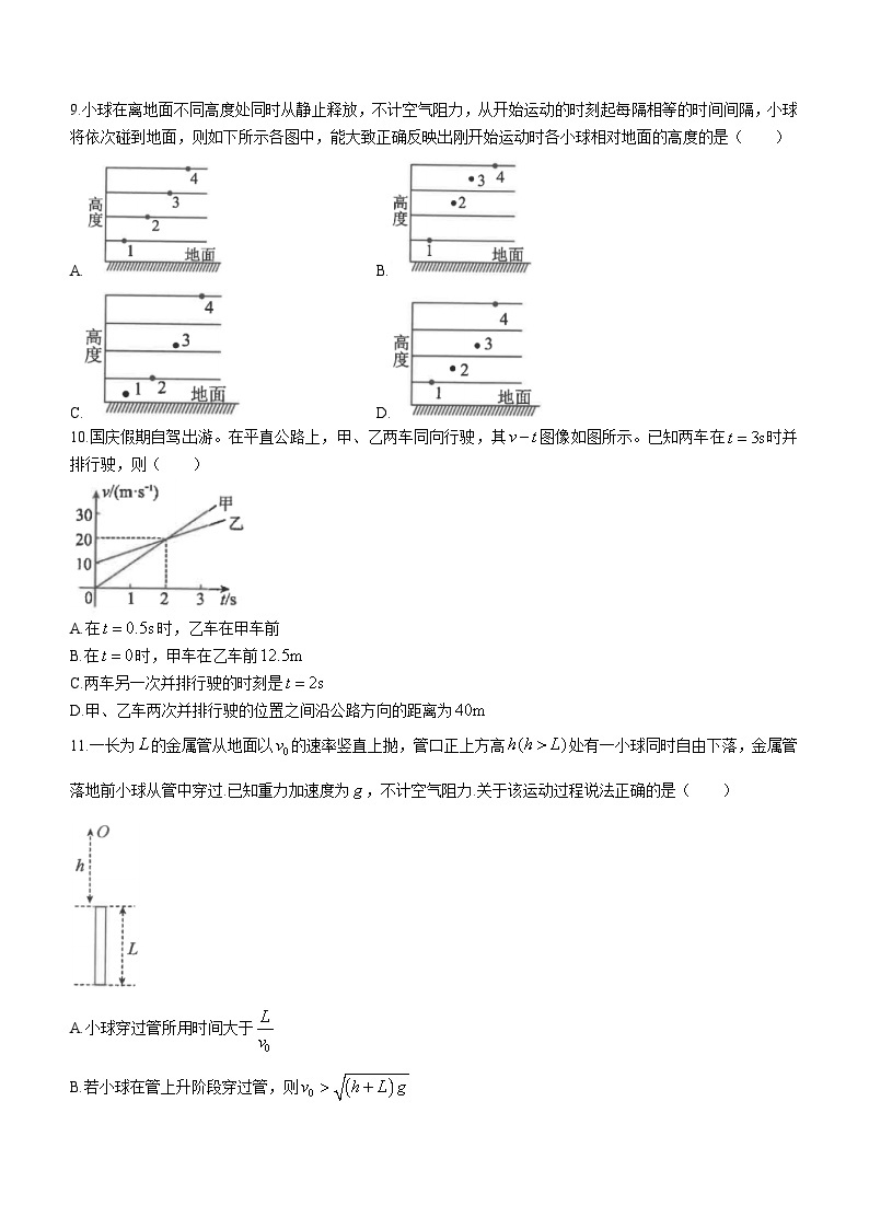 2024江苏省海安高级中学高一上学期10月月考试题物理含答案03