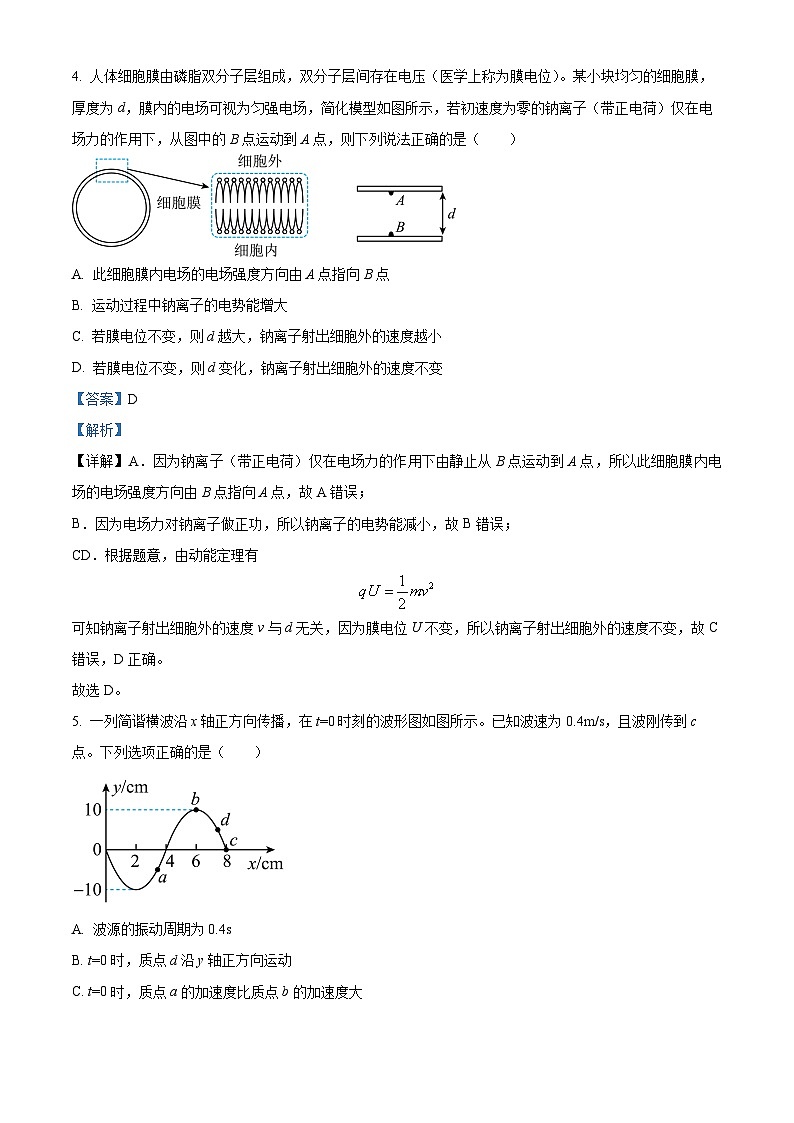重庆市第一中学2023-2024学年高二物理上学期第一次月考试题（Word版附解析）第3页