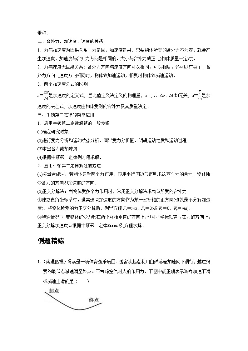 新教材高中物理必修第一册分层提升讲义10 A牛顿第二定律 基础版（含解析）02