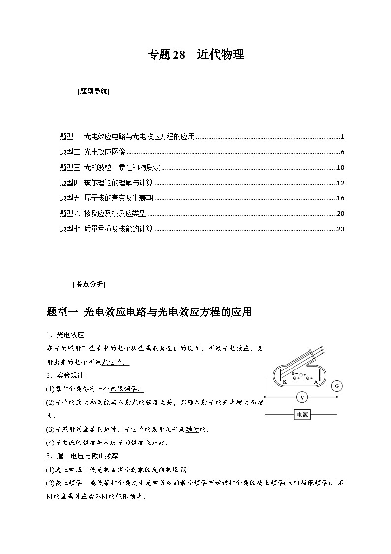 新高考物理三轮冲刺知识讲练与题型归纳专题28  近代物理（含解析）第1页