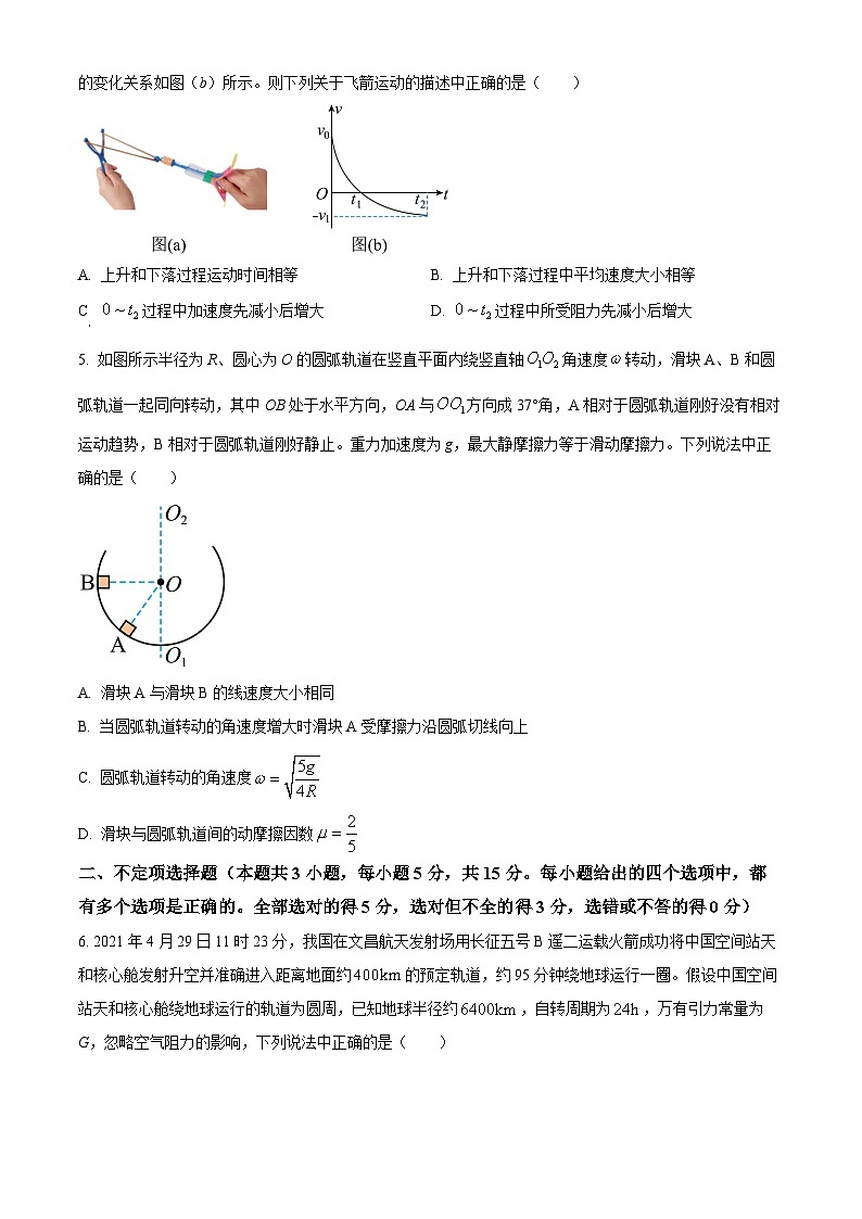 【期中真题】天津市五校2022-2023学年高三上学期期中联考物理试题（原卷版）第2页