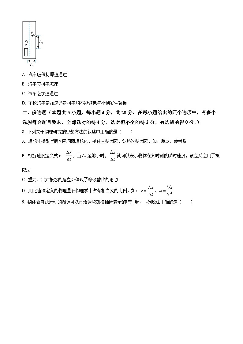 【期中真题】吉林省长春市东北师范大学附属中学2022-2023学年高一上学期期中物理试题.zip03