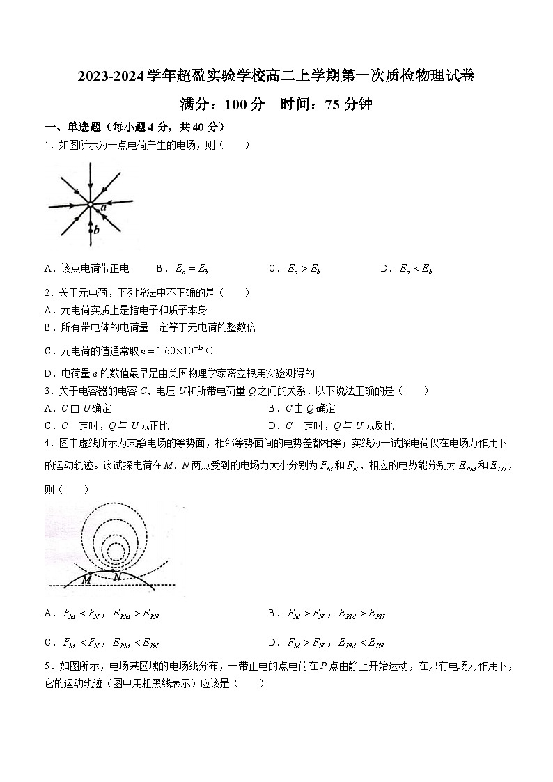 广东省佛山市超盈实验中学2023-2024学年高二上学期10月月考物理试题第1页