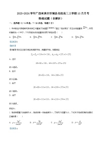 2023-2024学年广西来宾市忻城县名校高三上学期10月月考 物理试题（含解析）