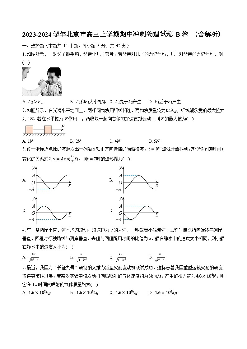 2023-2024学年北京市高三上学期期中冲刺物理试题 B卷 （含解析）第1页