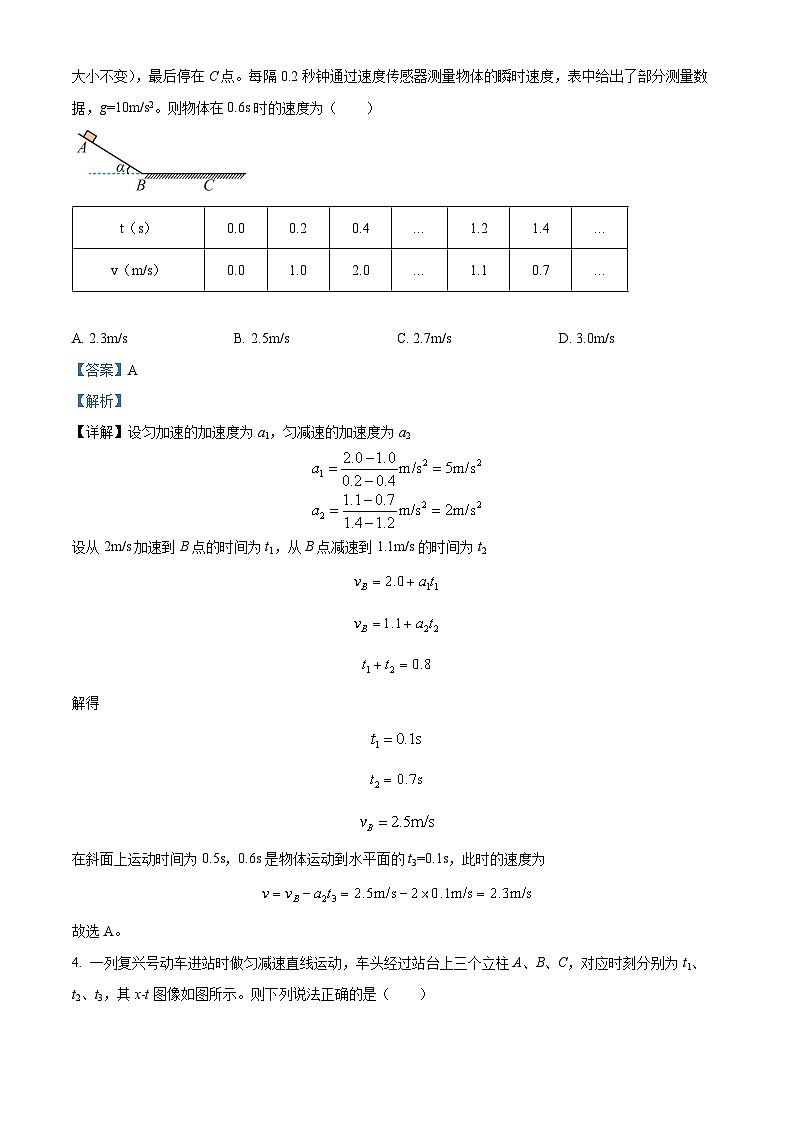 湖北省武汉市第四中学2023-2024学年高一物理上学期10月月考试题（Word版附解析）第2页