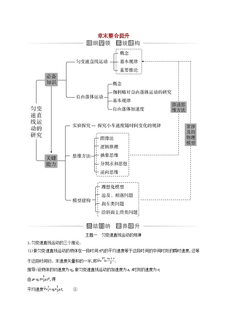 2023_2024学年新教材高中物理第二章匀变速直线运动的研究章末整合提升新人教版必修第一册 试卷01