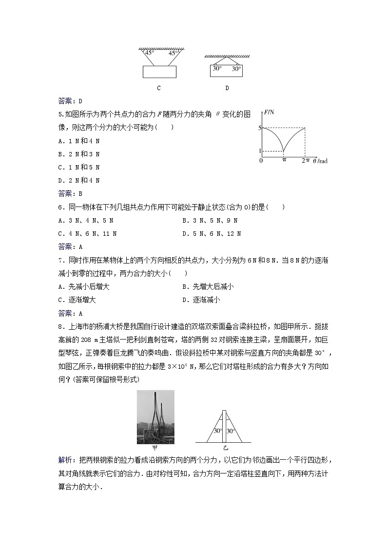 2023_2024学年新教材高中物理课时评价作业十三力的合成粤教版必修第一册02